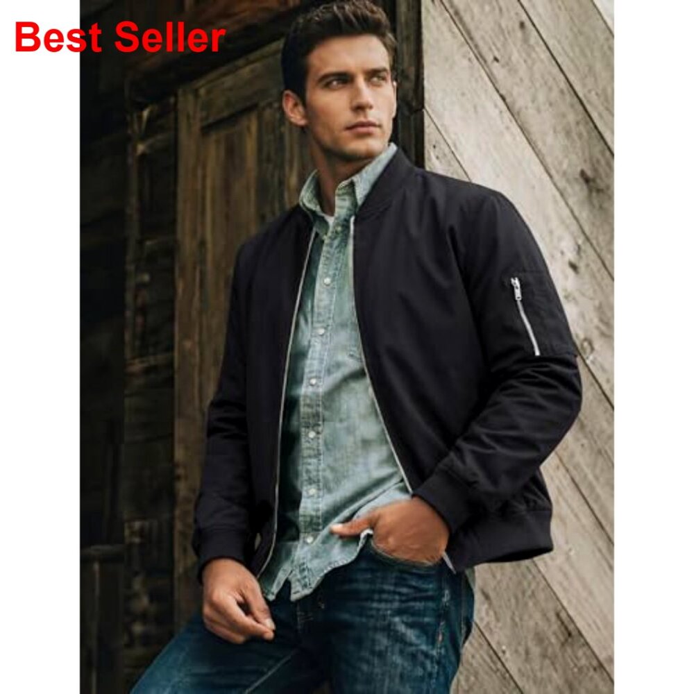 Lightweight Polyester Bomber Jacket With Multiple… - image 2